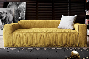 Бескаркасный модульный диван Фри желтого цвета от Gliver со спальным местом